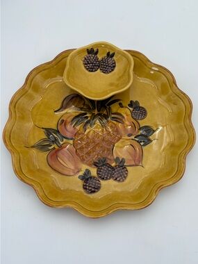 Vintage California Pottery Chip and Dip Bowl 1967